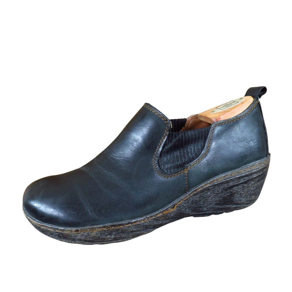 B.O.C. Stefana Women Wedge Bootie Size 9 Comfort Work Black Leather